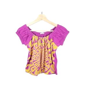 Topshop Purple & Yellow Psychedelic Retro Off Shoulder Crop Top Size M / US 10